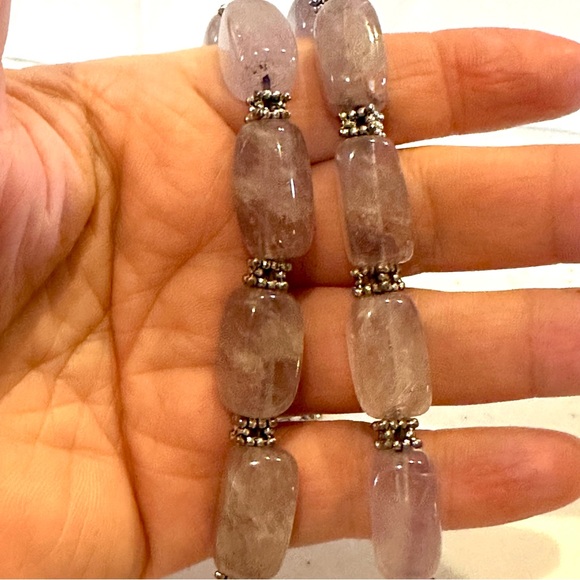 Gorgeous Amethyst Gemstone Necklace- genuine bead stones w/ silver tone spacers - Picture 9 of 11